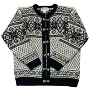 Harley of Scotland Nordic Fair Isle Clasp closure wool cardigan sweater size M